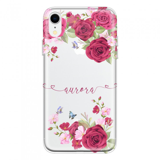 APPLE - iPhone XR - Soft Clear Case - Rose Garden with Monogram