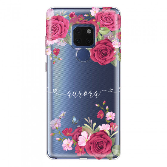 HUAWEI - Mate 20 - Soft Clear Case - Rose Garden with Monogram