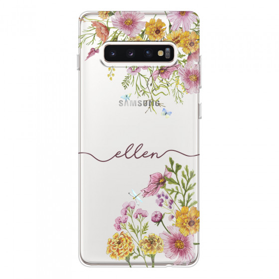 SAMSUNG - Galaxy S10 Plus - Soft Clear Case - Meadow Garden with Monogram
