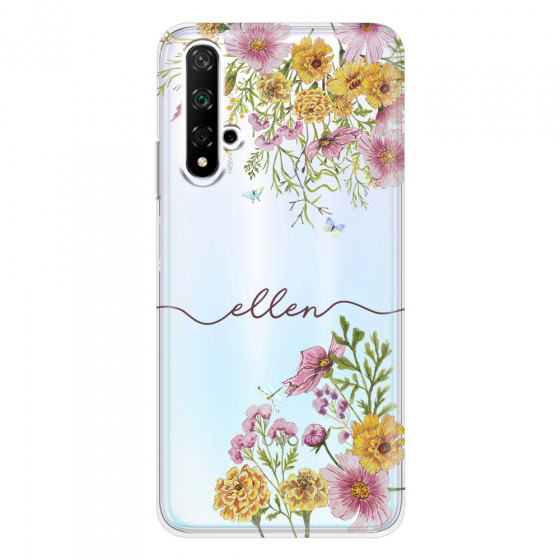 HONOR - Honor 20 - Soft Clear Case - Meadow Garden with Monogram