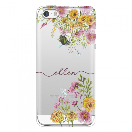 APPLE - iPhone 5S/SE - Soft Clear Case - Meadow Garden with Monogram