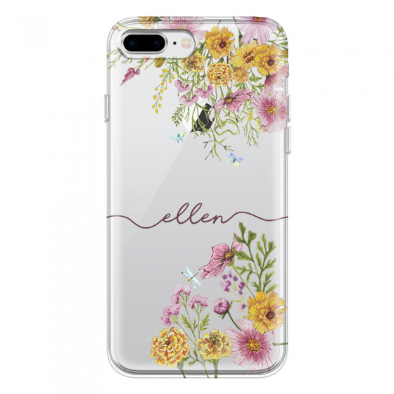 APPLE - iPhone 8 Plus - Soft Clear Case - Meadow Garden with Monogram