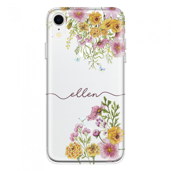 APPLE - iPhone XR - Soft Clear Case - Meadow Garden with Monogram