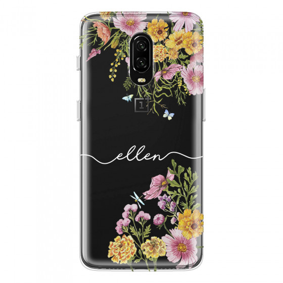 ONEPLUS - OnePlus 6T - Soft Clear Case - Meadow Garden with Monogram