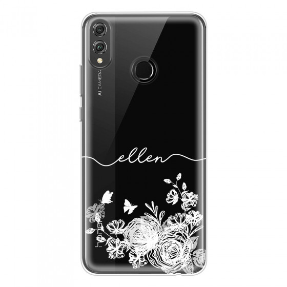 HONOR - Honor 8X - Soft Clear Case - Handwritten White Lace