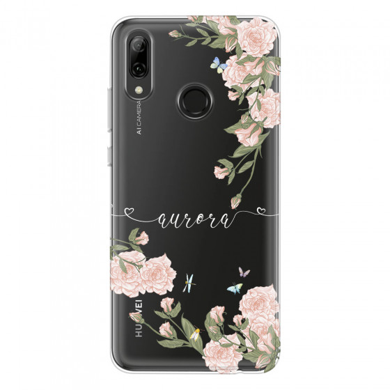 HUAWEI - P Smart 2019 - Soft Clear Case - Pink Rose Garden with Monogram