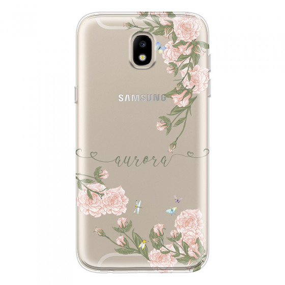 SAMSUNG - Galaxy J3 2017 - Soft Clear Case - Pink Rose Garden with Monogram