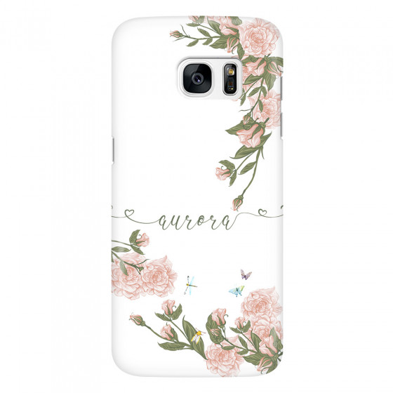 SAMSUNG - Galaxy S7 Edge - 3D Snap Case - Pink Rose Garden with Monogram
