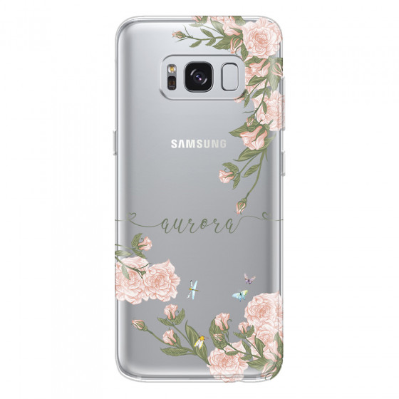 SAMSUNG - Galaxy S8 Plus - Soft Clear Case - Pink Rose Garden with Monogram
