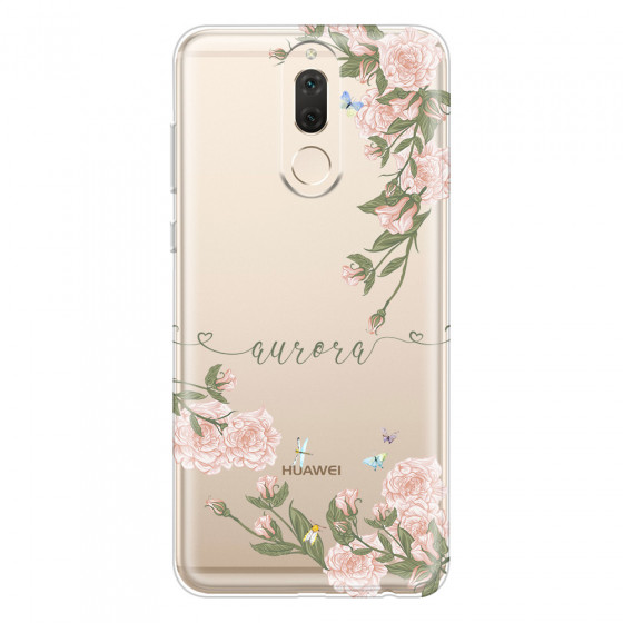 HUAWEI - Mate 10 lite - Soft Clear Case - Pink Rose Garden with Monogram