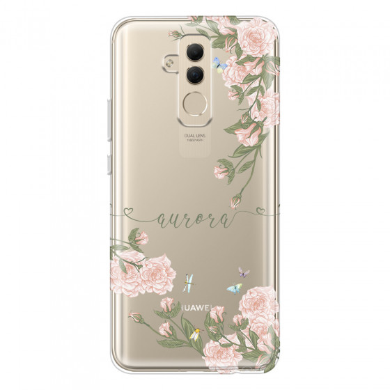 HUAWEI - Mate 20 Lite - Soft Clear Case - Pink Rose Garden with Monogram