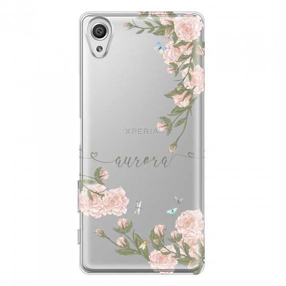 SONY - Sony XA1 - Soft Clear Case - Pink Rose Garden with Monogram