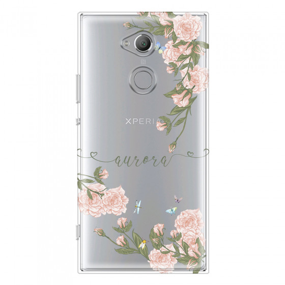 SONY - Sony XA2 Ultra - Soft Clear Case - Pink Rose Garden with Monogram