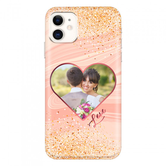 APPLE - iPhone 11 - Soft Clear Case - Glitter Love Heart Photo