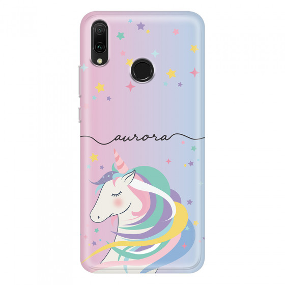 HUAWEI - Y9 2019 - Soft Clear Case - Pink Unicorn Handwritten