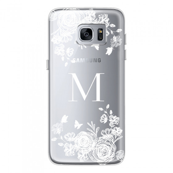 SAMSUNG - Galaxy S7 Edge - Soft Clear Case - White Lace Monogram