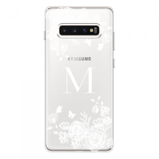 SAMSUNG - Galaxy S10 Plus - Soft Clear Case - White Lace Monogram