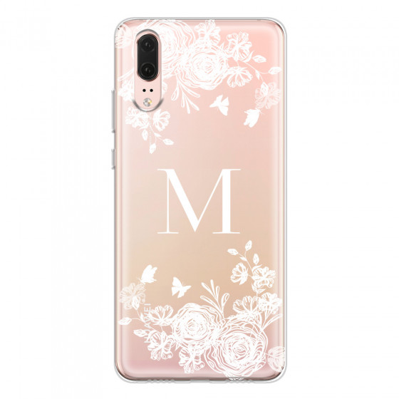 HUAWEI - P20 - Soft Clear Case - White Lace Monogram