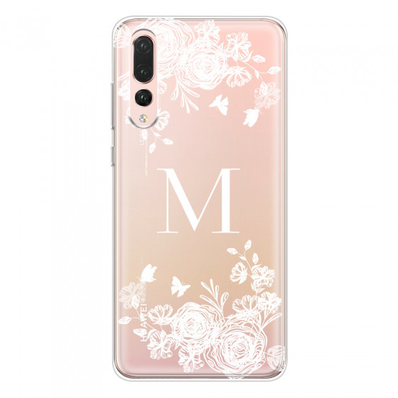 HUAWEI - P20 Pro - Soft Clear Case - White Lace Monogram