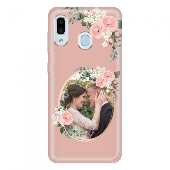 SAMSUNG - Galaxy A20 / A30 - Soft Clear Case - Pink Floral Mirror Photo