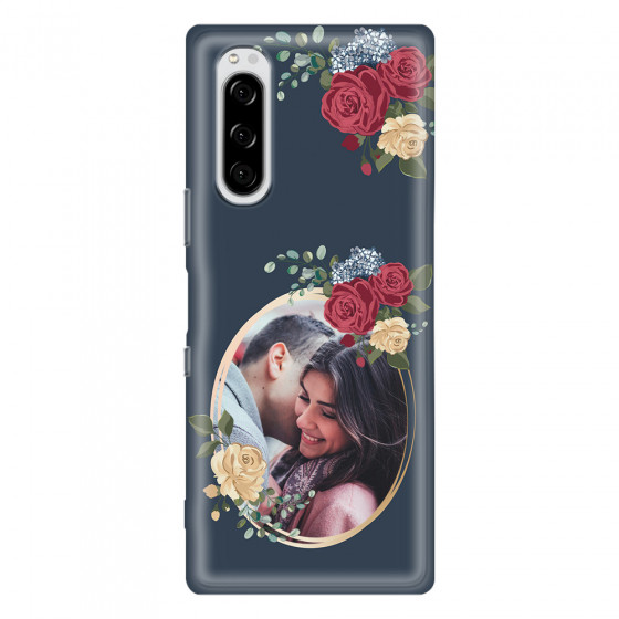SONY - Sony Xperia 5 - Soft Clear Case - Blue Floral Mirror Photo