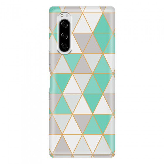 SONY - Sony Xperia 5 - Soft Clear Case - Green Triangle Pattern