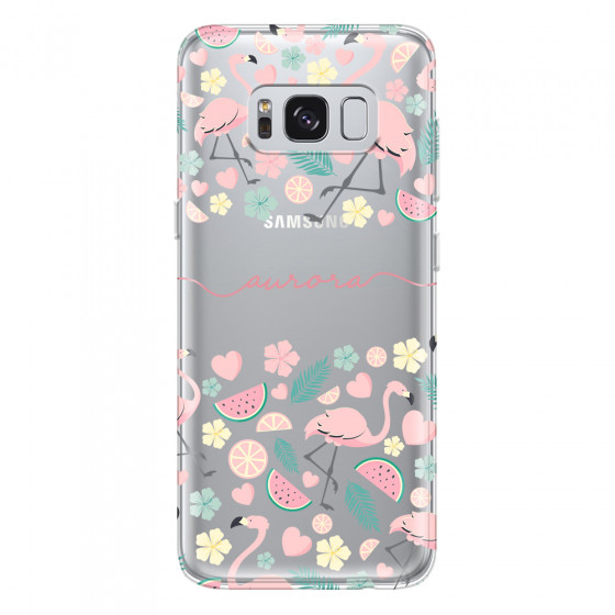 SAMSUNG - Galaxy S8 - Soft Clear Case - Clear Flamingo Handwritten