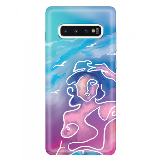 SAMSUNG - Galaxy S10 Plus - Soft Clear Case - Lady With Seagulls