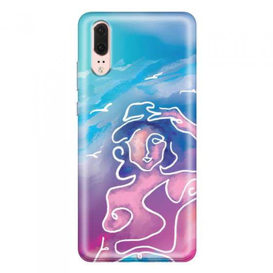 HUAWEI - P20 - Soft Clear Case - Lady With Seagulls