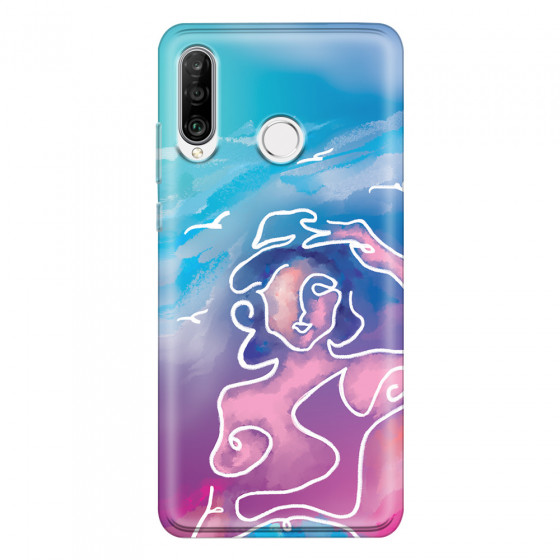 HUAWEI - P30 Lite - Soft Clear Case - Lady With Seagulls