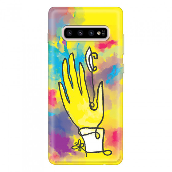 SAMSUNG - Galaxy S10 - Soft Clear Case - Abstract Hand Paint