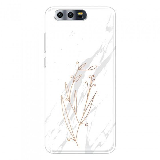 HONOR - Honor 9 - Soft Clear Case - White Marble Flowers