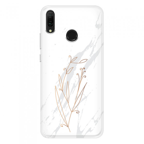 HUAWEI - Y9 2019 - Soft Clear Case - White Marble Flowers