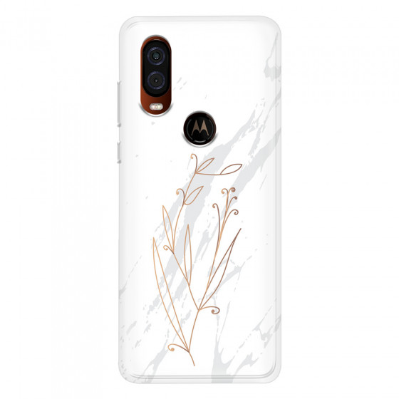MOTOROLA by LENOVO - Moto One Vision - Soft Clear Case - White Marble Flowers