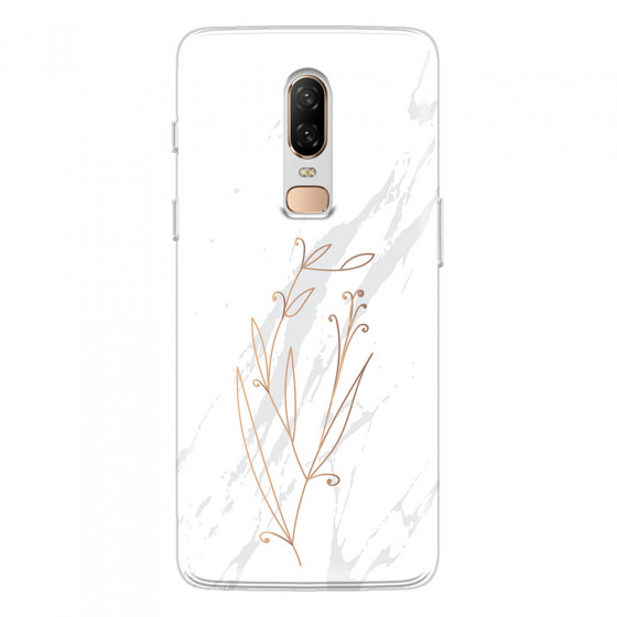 ONEPLUS - OnePlus 6 - Soft Clear Case - White Marble Flowers
