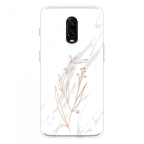 ONEPLUS - OnePlus 6T - Soft Clear Case - White Marble Flowers