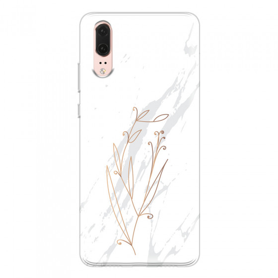 HUAWEI - P20 - Soft Clear Case - White Marble Flowers