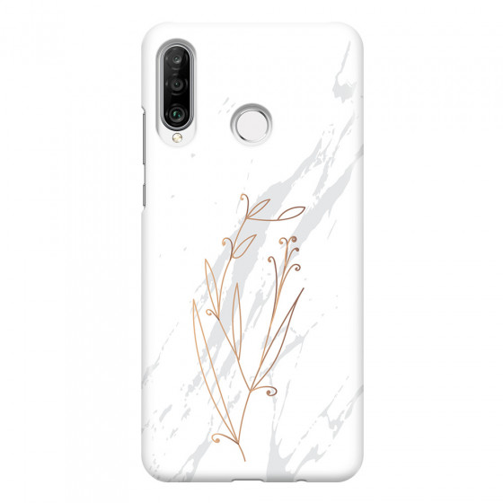 HUAWEI - P30 Lite - 3D Snap Case - White Marble Flowers