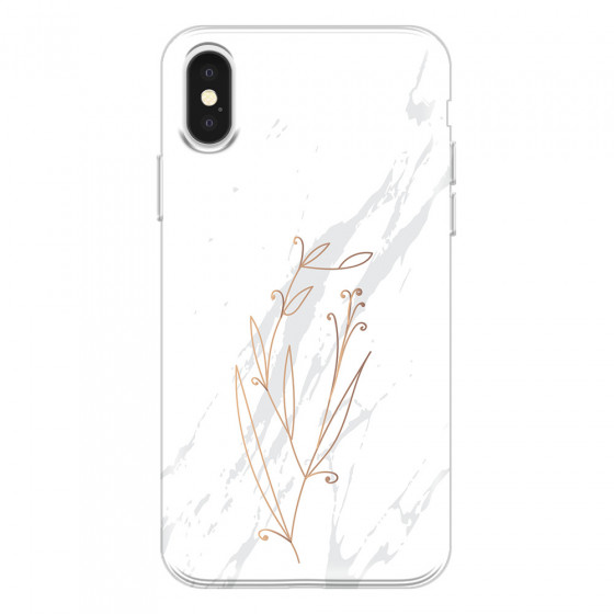 APPLE - iPhone X - Soft Clear Case - White Marble Flowers