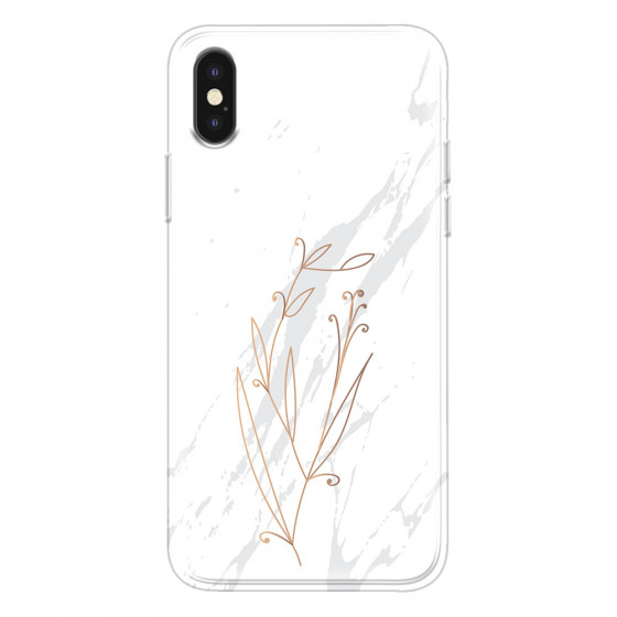 APPLE - iPhone XS Max - Soft Clear Case - White Marble Flowers