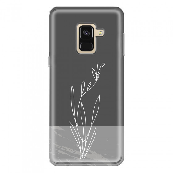 SAMSUNG - Galaxy A8 - Soft Clear Case - Dark Grey Marble Flower
