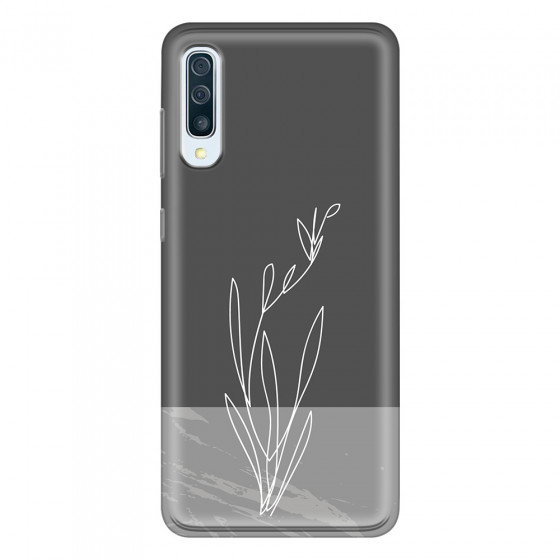 SAMSUNG - Galaxy A70 - Soft Clear Case - Dark Grey Marble Flower