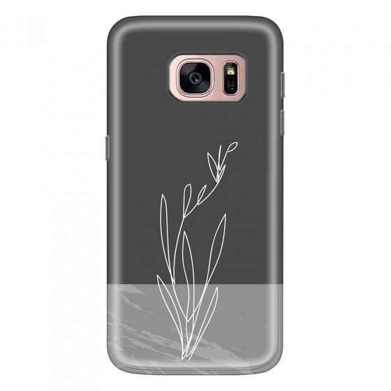 SAMSUNG - Galaxy S7 - Soft Clear Case - Dark Grey Marble Flower