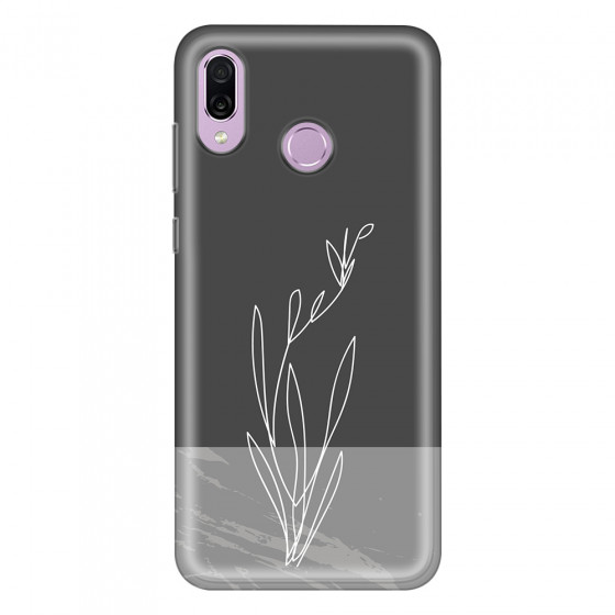 HONOR - Honor Play - Soft Clear Case - Dark Grey Marble Flower
