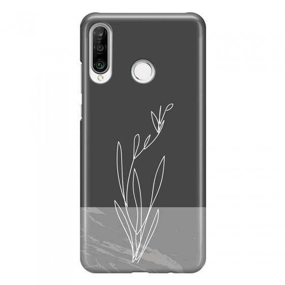 HUAWEI - P30 Lite - 3D Snap Case - Dark Grey Marble Flower