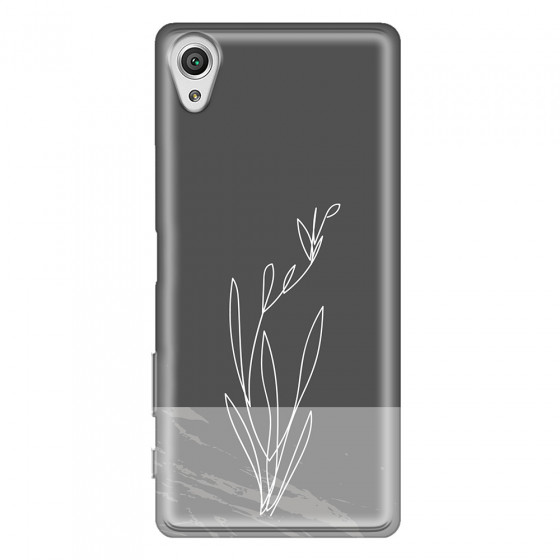 SONY - Sony Xperia XA1 - Soft Clear Case - Dark Grey Marble Flower