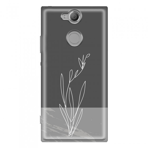 SONY - Sony Xperia XA2 - Soft Clear Case - Dark Grey Marble Flower