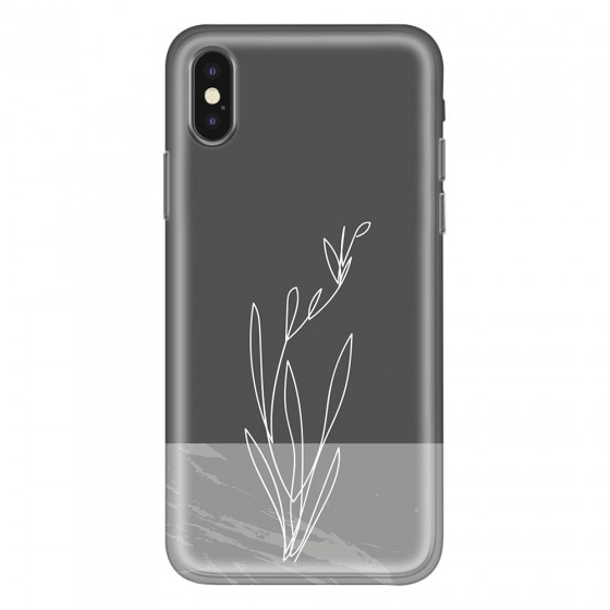 APPLE - iPhone XS Max - Soft Clear Case - Dark Grey Marble Flower