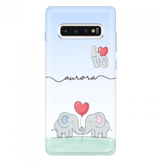 SAMSUNG - Galaxy S10 Plus - Soft Clear Case - Elephants in Love