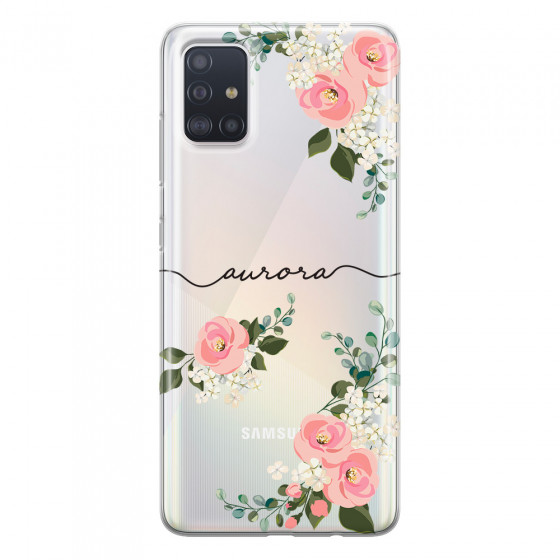 SAMSUNG - Galaxy A51 - Soft Clear Case - Pink Floral Handwritten